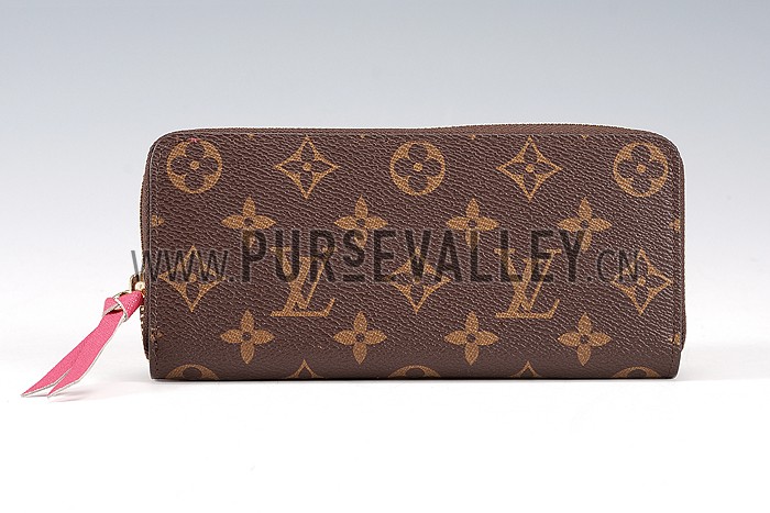 Louis Vuitton Monogram Canvas Zippy Wallet With Rose Leather Zipper Pull 608253