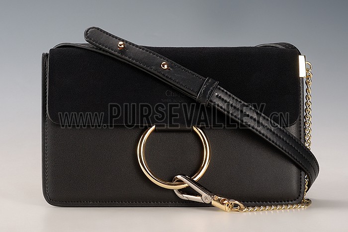 Chloe Faye Small Bag Black Suede Leather Flap