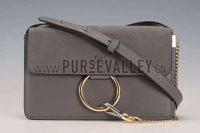 Chloe Faye Small Bag Grey Suede Leather Flap