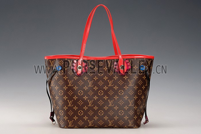 Louis Vuitton Monogram Totem Neverfull Red