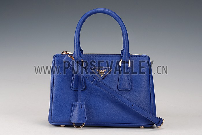 Prada Saffiano Small Leather Blue Bag