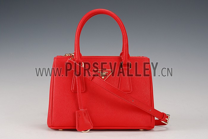 Prada Saffiano Small Crocodile Leather Black And Red Bag