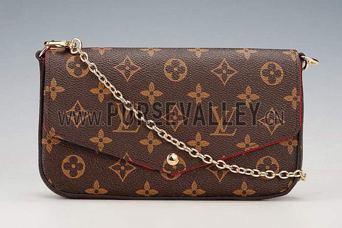 Louis Vuitton Monogram Felicie Chain Wallet Red 18926650