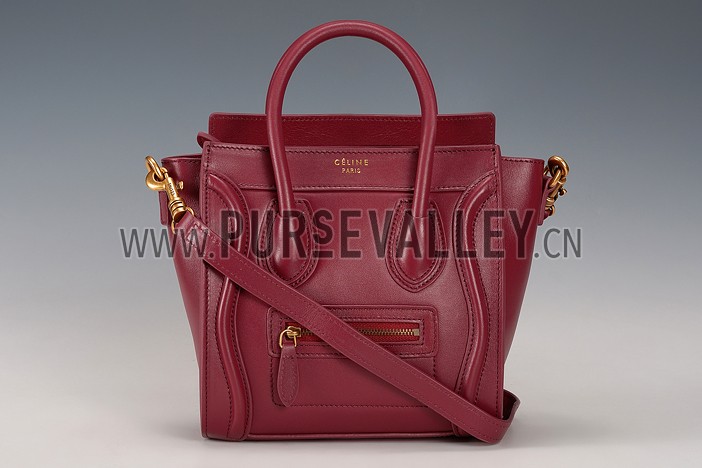 Celine Nano Luggage Dark Red