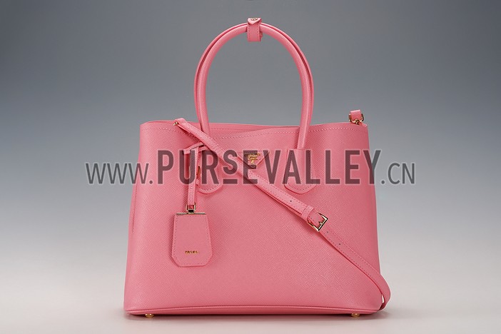 Prada Saffiano Double Tote Pink