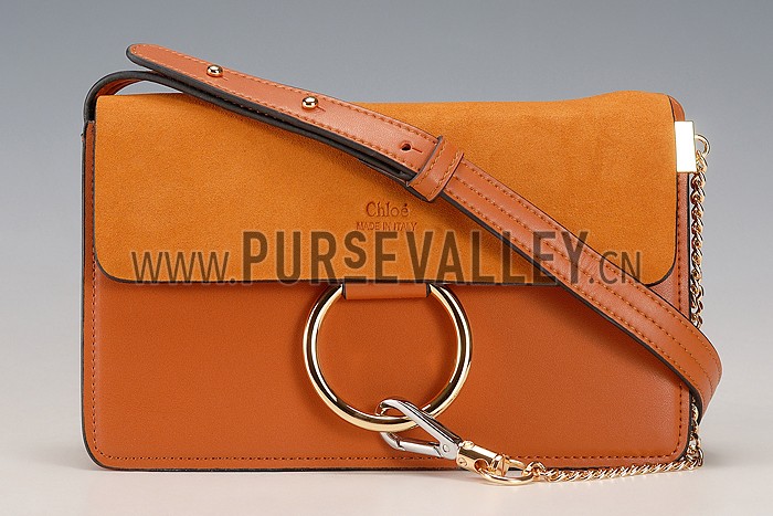 Chloe Faye Small Bag Brown Suede Leather Flap