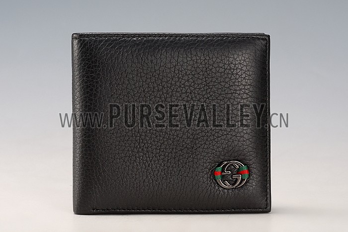 Gucci Bi-Fold Wallet With Interlocking G Metal Detail Black