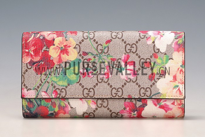 Gucci Red Blooms Supreme Canvas Wallet