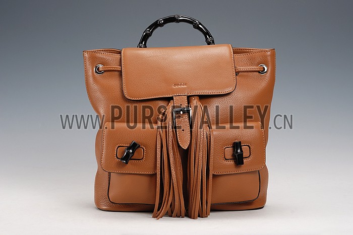 Gucci Bamboo Leather Backpack Brown