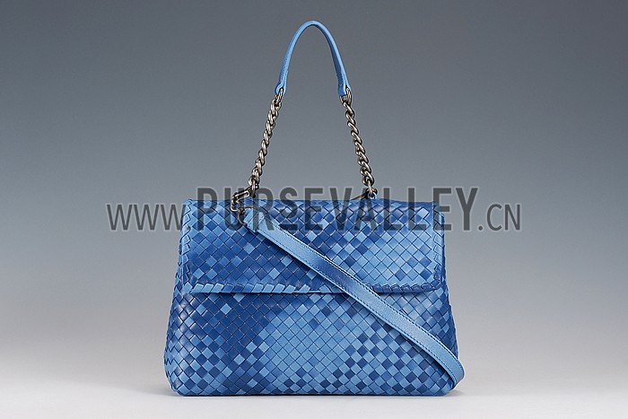 Bottega Veneta Two Toned Light Blue and Blue Intrecciato Nappa Bag