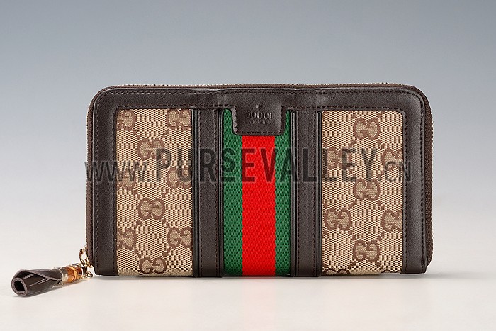 Gucci Vintage Web GG Canvas Wallet Brown