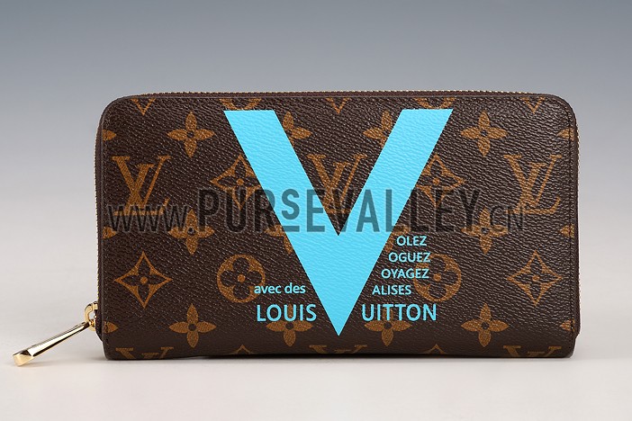 Louis Vuitton Monogram V Motif Zippy Wallet Blue