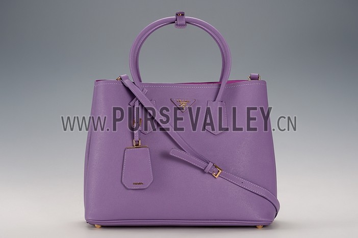 Prada Saffiano Double Tote Light Purple