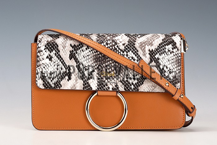 Chloe Faye Small Bag Tan and Python Pattern