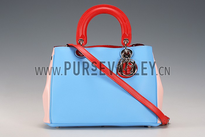 Diorissimo Medium Light Blue, Light Pink and Red City Bag