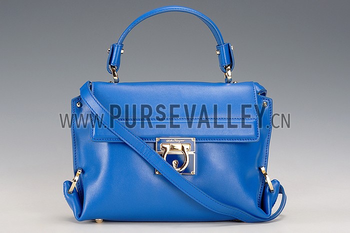 Salvatore Ferragamo Sofia Mini Leather Tote Blue
