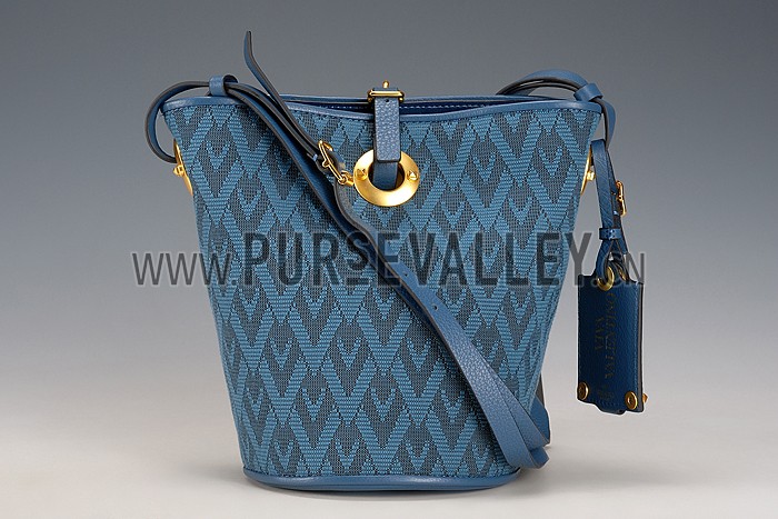 Valentino Viva Valentino Fabric Bucket Bag Blue