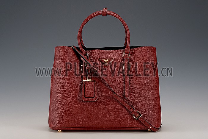 Prada Double Tote Dark Red