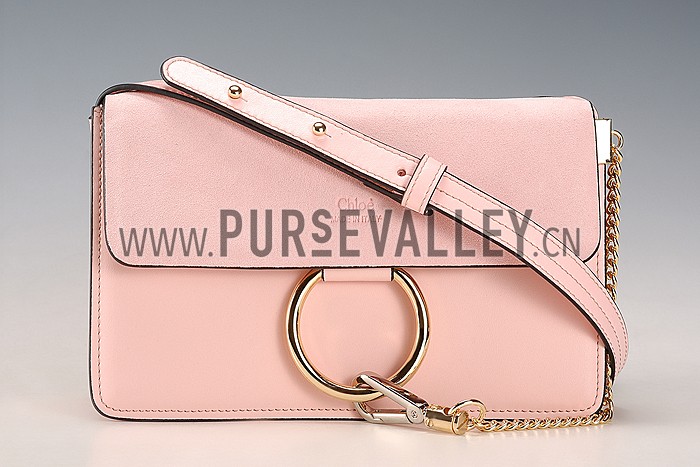 Chloe Faye Small Bag Light Pink Suede Leather Flap