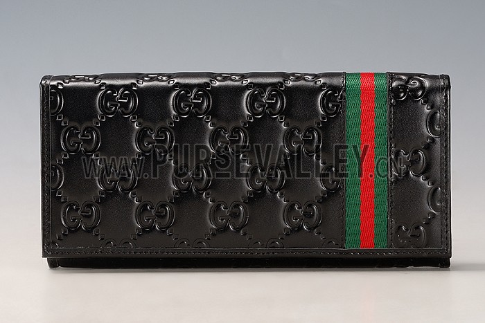 Gucci Signature Black Wallet With Web Detail