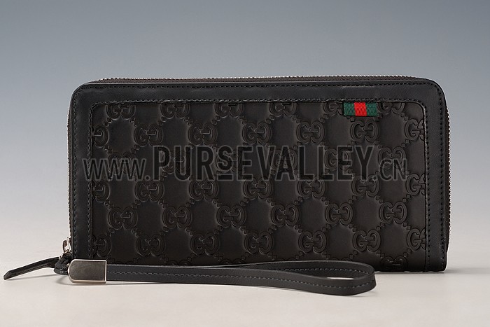 Gucci Signature Black Wrist Wallet With Web Detail