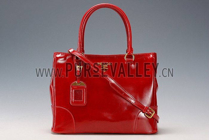 Prada Classic Patent Leather Satchel Red