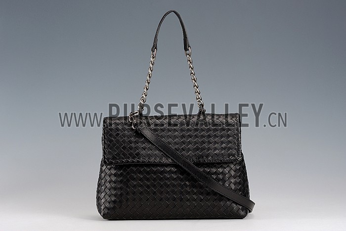 Bottega Veneta Nero Intrecciato Nappa Olimpia Bag