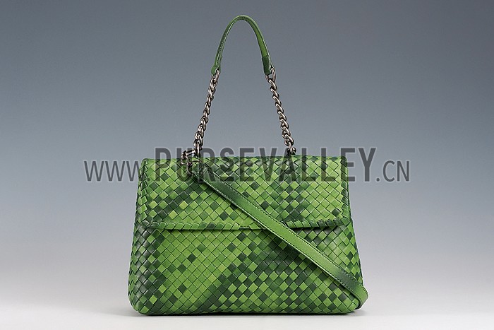 Bottega Veneta Two Toned Light Green and Green Intrecciato Nappa Bag