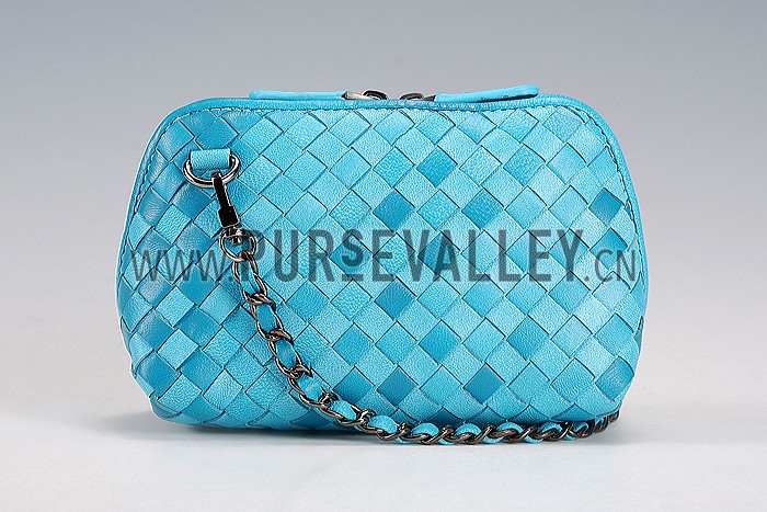 Bottega Veneta Small Shoulder Leather Chain Turcoise Bag