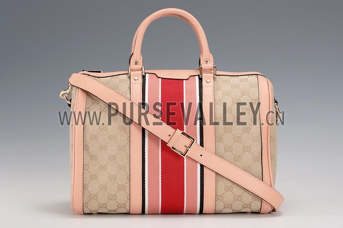 Gucci Vintage Web Boston Bag Peach