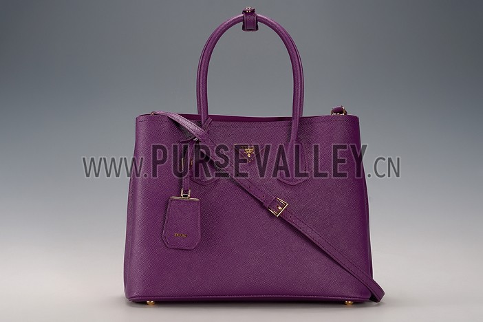 Prada Saffiano Double Tote Purple