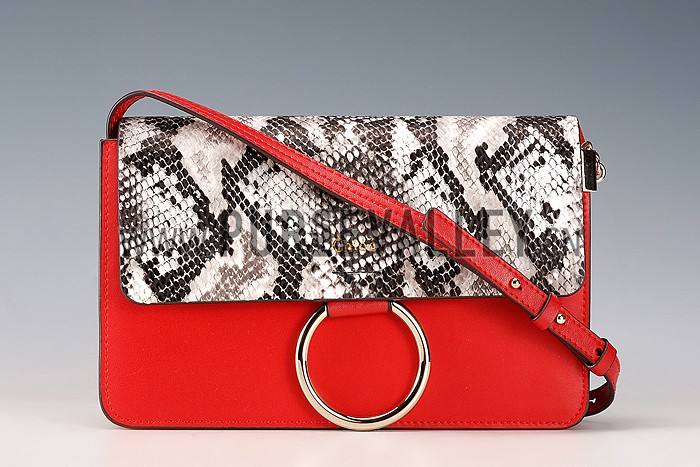 Chloe Faye Small Bag Red and Python Pattern