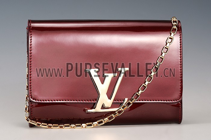 Louis Vuitton Chain Louise Patent Leather Dark Red