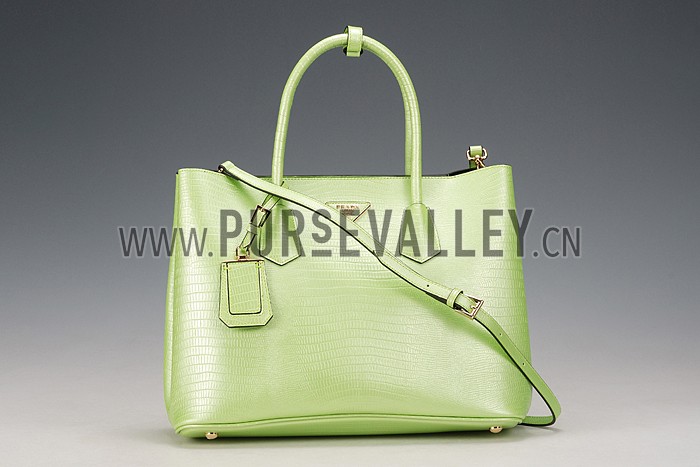 Prada Double Tote Crocodile Leather Bag Lime