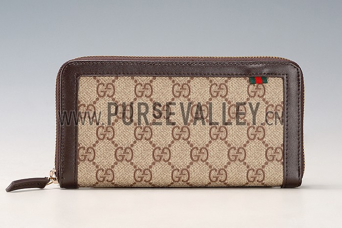Gucci Supreme Canvas Wallet With Brown Leather Trim