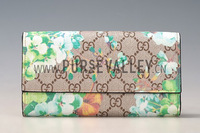 Gucci Green Blooms Supreme Canvas Wallet