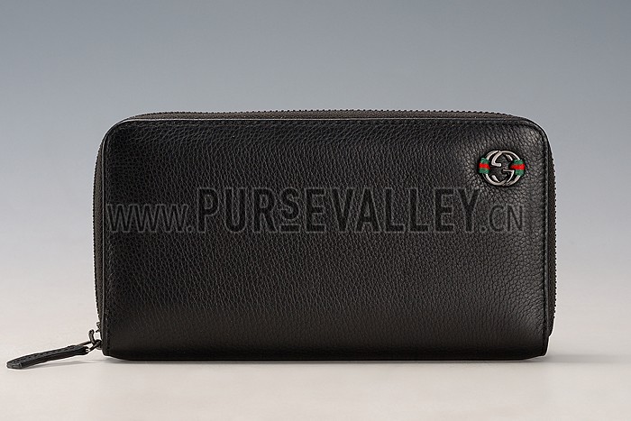Gucci Wallet With Interlocking G Metal Detail Black