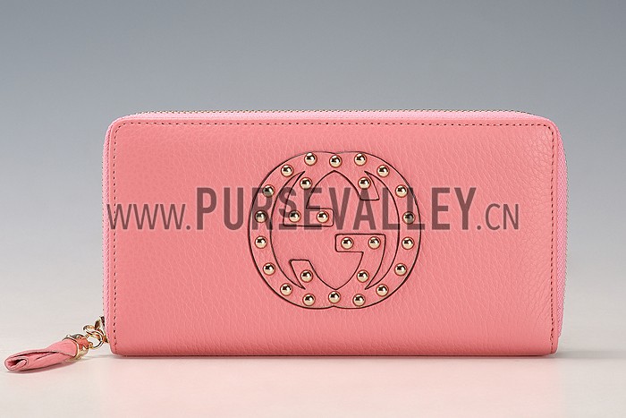 Gucci Soho Disco Studded Wallet Pink