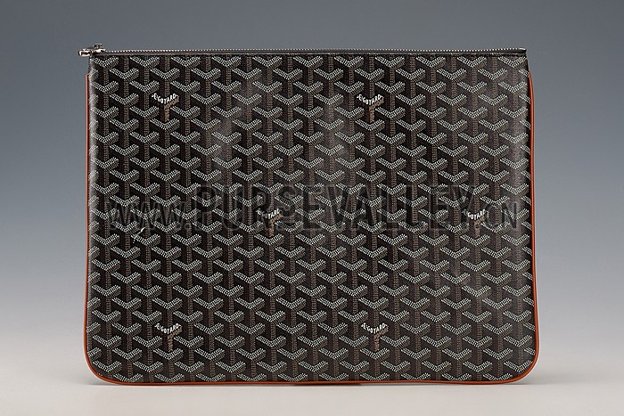 Goyard Large Pouch Black And Tan Leather Trim