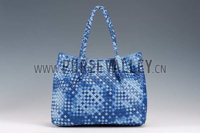 Bottega Veneta Intrecciato Duffel Bag Two Toned Light Blue and Blue