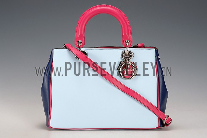 Diorissimo Medium Light Blue, Dark Blue and Rose Pink City Bag