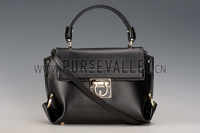 Salvatore Ferragamo Sofia Mini Leather Tote Black