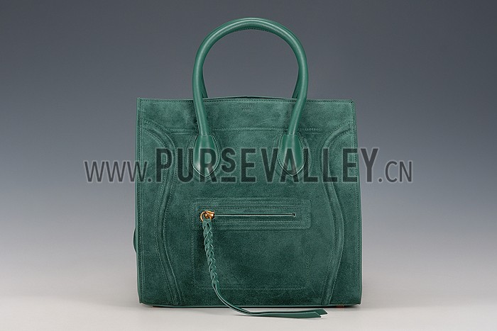 Celine Phantom Luggage Suede Leather Green
