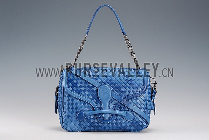Bottega Veneta Rialto Shoulder Blue Bag