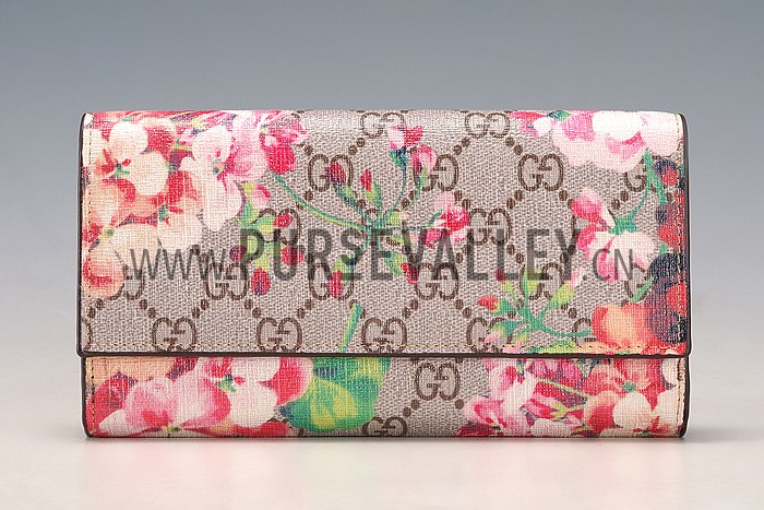 Gucci Pink Blooms Supreme Canvas Wallet