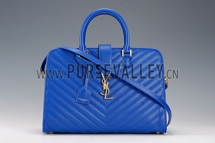Saint Laurent Monogram Cabas Royal Blue Matelasse Leather Bag