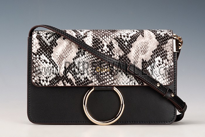 Chloe Faye Small Bag Black and Python Pattern