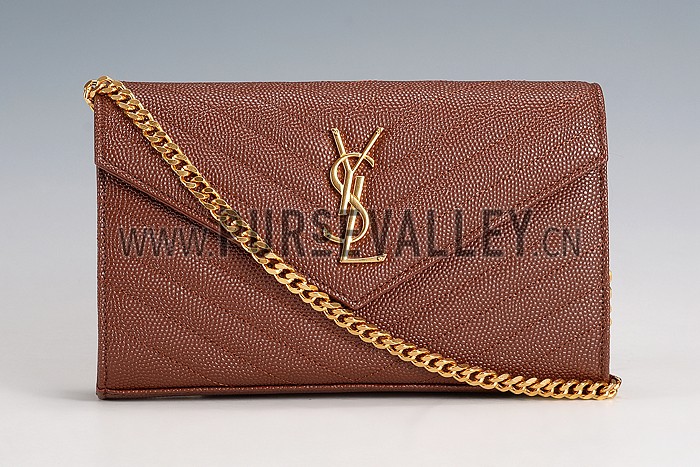Saint Laurent Classic Monogramme Chain Wallet Brown