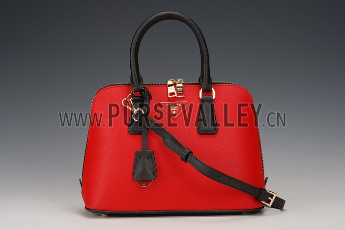 Prada Promenade Black And Red Crocodile Bag