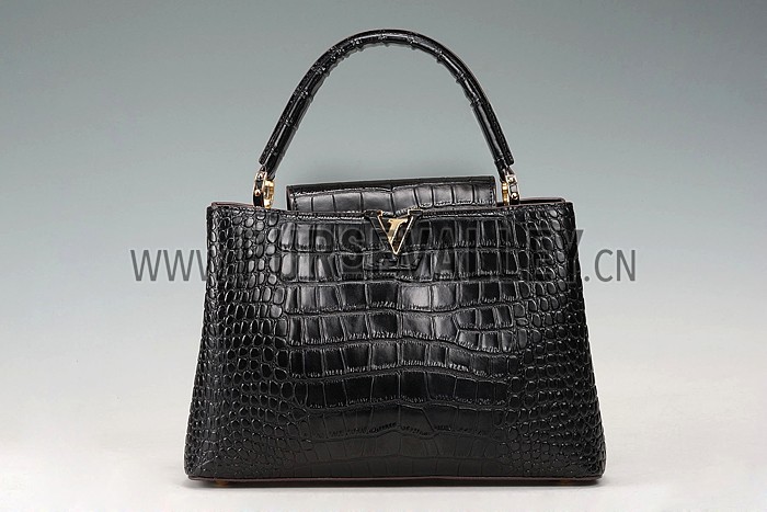Louis Vuitton Capuciness Crocodile Leather Black MM 607547
